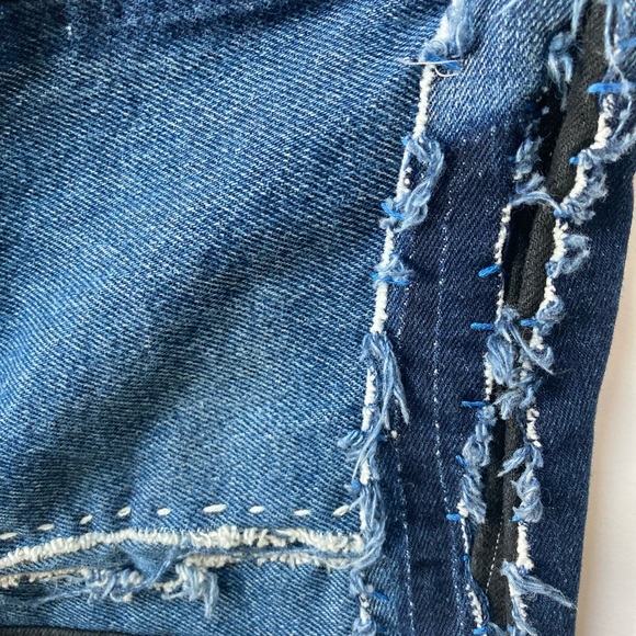CUSTOM LEVI’s Deconstructed Patchwork Jeans Denim Shorts - Picture 7 of 11